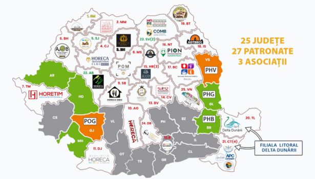 Hartă România cu patronate și asociații HORECA